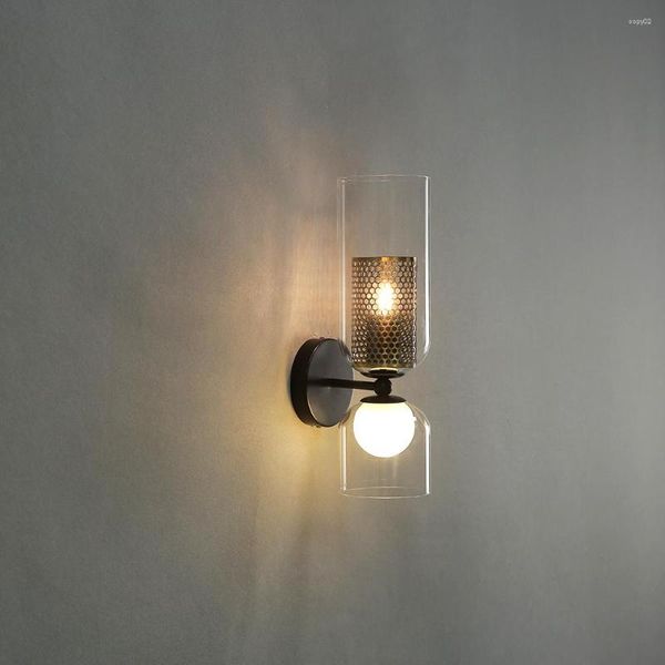 Lámpara de pared Vintage American LED Glass Light Dormitorio nórdico Lustre Apliques Lámparas de cocina modernas Decoración Accesorios de iluminación