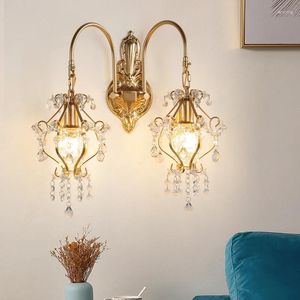 Wandlamp Vintage antieke kristallen schans goud luxe interieur schansen slaapkamer 2 lampen ontworpen verlichting