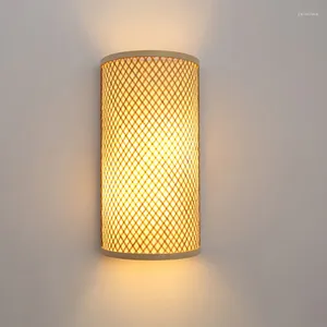 Wandlamp Vintage Bamboe Halve Cirkel Lichten Minimalistisch Retro Restaurant Loft Gang Blaker Decor Keuken Led Armatuur