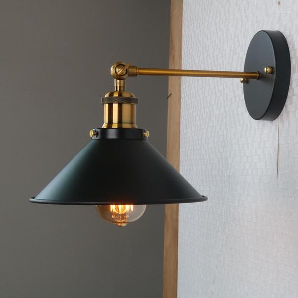 Lámpara de pared Vintage E27 Base Estilo industrial Mesita de noche Pasillo Cubierta de maceta Arte del hierro Pequeño interruptor de iluminación interior estadounidense