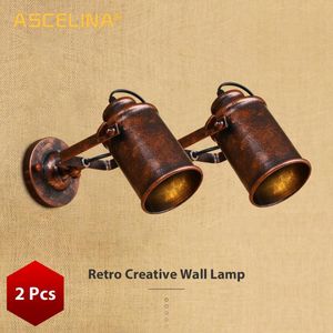 Lámpara de pared Vintage Industrial Luz Ajustable Óxido Retro Loft Country Sconce Bar Cafe Decoración del hogar 2 PiecesWall