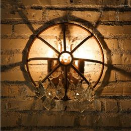Wall Lamp Vintage Industrial Metal Retro Rustic Bar Pub Art Deco Crystal Decoratief Candle Brick House Light