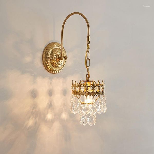 Lampe murale vintage luminaire appliqués en cristal avec décor de chambre à coucher pour les lumières de chevet du salon