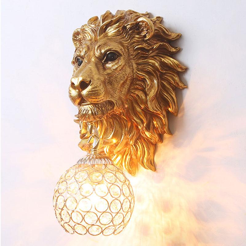 Lâmpada de parede lâmpadas de leão vintage para quarto luminárias europeias de led luminárias decoração de sala de estar iluminação de espelho do banheiro