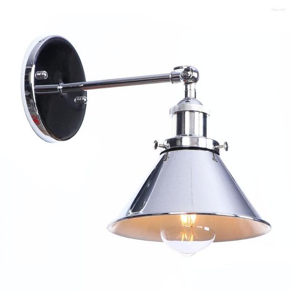 Applique Vintage Loft Décor LED Lumière Argent Fer Abat-Jour Industriel Chambre Miroir Rétro Wandlamp Nordique Lampes Bar