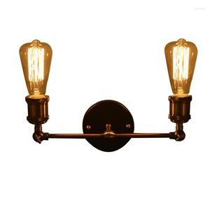 Lámpara de pared Vintage Loft Metal Doble Cabezas Luz Retro Latón Estilo Country E27 Edison Sconce Accesorios AC90-260V