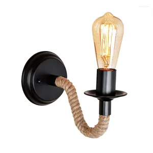 Wandlamp Vintage Touw Indoor Gang Retro Ijzeren Verlichting Industriële Schans Nachtkastje Loft Decor Slaapkamer Licht