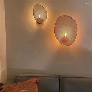 Wandlamp Wabi Sabi Japans kamerdecor rotan handgeweven woonkamer slaapkamer naast retro studeergang gangpad licht