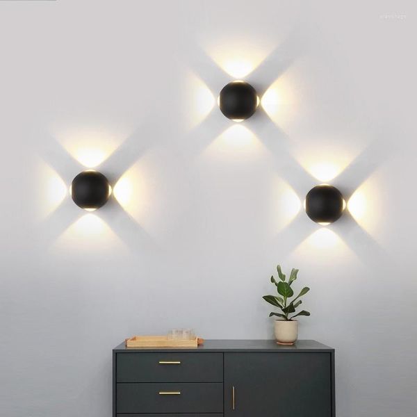 Applique murale étanche ronde LED lumières pour salon chambre intérieur extérieur lampes créatives balcon cour noir blanc