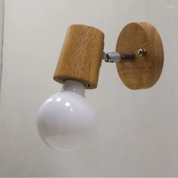 Lámpara de pared Lámparas de madera E27 Estilo nórdico Iluminación interior Mesita de noche Luz LED para niños Accesorio de lectura Dormitorio