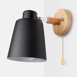 Wandlamp houten lampen Noordse bedlichtschakelaar SCONCE Modern voor slaapkamer macaroon 6 kleuren stuurkop E27 85-285V