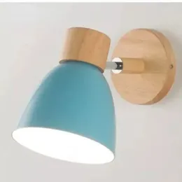 Lampe murale en bois nordique moderne 6 couleurs lumières rechargeables de la maison intérieure du salon de la maison au chevet e27