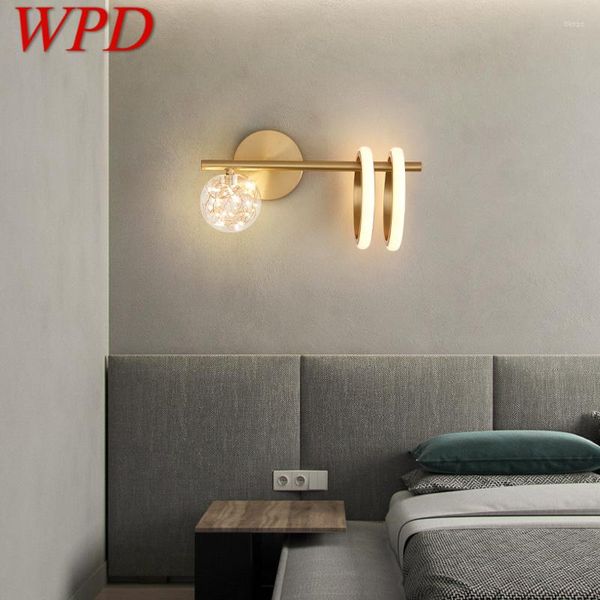 Applique WPD Moderne Laiton LED 3 Couleurs Lumière De Luxe Créatif Pour Chevet Salon Décor