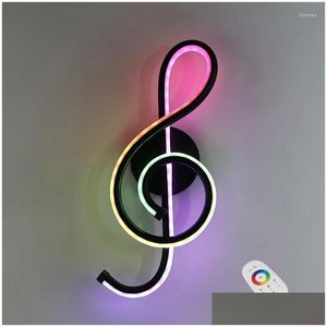 Wall Lamp Zena RGB Decoratie slaapkamer naast lichte muziek Clef Shape Night Home Indoor Woonkamer Drop levering tuin El Supplies de DHH3U