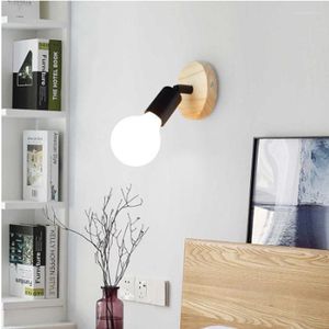 Applique murale ZK50 moderne Simple chambre salon couloir personnalité support en bois lampes créatives E27 pas d'ampoule