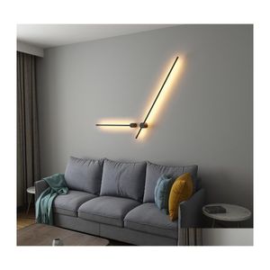 Lampes murales 1 paquet longue applique murale moderne lumière LED intérieur salon chambre chevet décor à la maison luminaires noir 7W 10014 Dro Otski