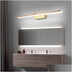 Wandlampen 110/240V L40cm 60 cm 80 cm Modern Art Decor Led Badkamer Spiegel Lichte Goud Make -Up Lamp WASRAME Toiletverlichting DRO DHBFH