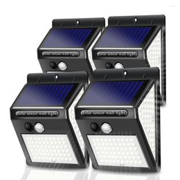 Lámparas de pared 140LEDS Lámpara solar Detección automática Ultrabrillante Interior y exterior Impermeable 3 lados Luminoso Luz de alto lumen