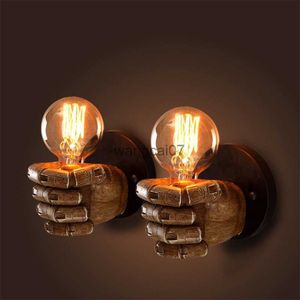 Wandlampen 2019 Retro Creative Fist Shape Wall Light E27 Lamphouder Industriële stijl Wandlamp Nieuwjaardecoratie voor Home Bar Ligthing HKD230814