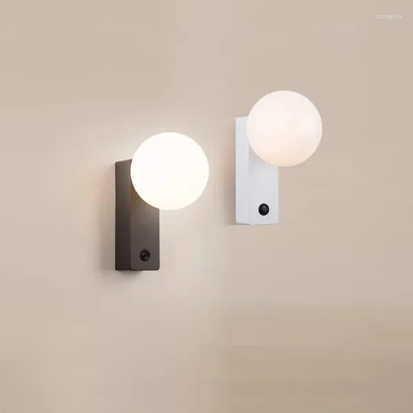 Lámparas de pared 3W LED Lámpara de dormitorio Accesorio Interruptor basculante Luz tricolor G9 Bombilla reemplazable Bola de acrílico Pantalla Montaje en superficie El