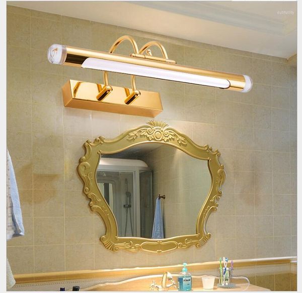 Lámparas de pared 41 CM/54 CM/67 CM lámpara de espejo de baño impermeable Retro gabinete dorado luces de tocador luz Led