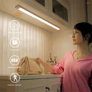 Lampes murales 50/30/20 CM Rechargeable capteur de mouvement veilleuse sans fil USB chambre magnétique LED garde-robe lampe pour armoire de cuisine