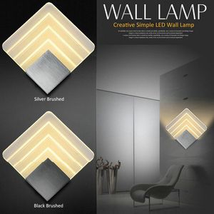 Lampes murales 5W Aluminium Lumières contemporaines Couloir carré El Lampe de chevet Art Chambre LED 110v-220v