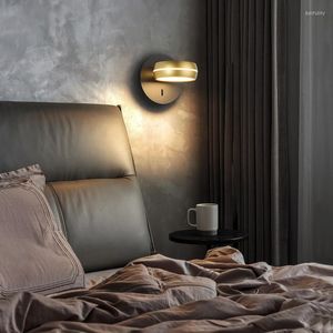 Lampes murales 6W LED Sconce Lampe Switch Tête de lit Lecture Luminaire Rotatif Allée