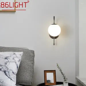 Lampes murales 86 Light Light Modern Indoor Lrass Lighting LED Black Copper Sconce Lamp Simple Creative Decor pour le chevet à la maison