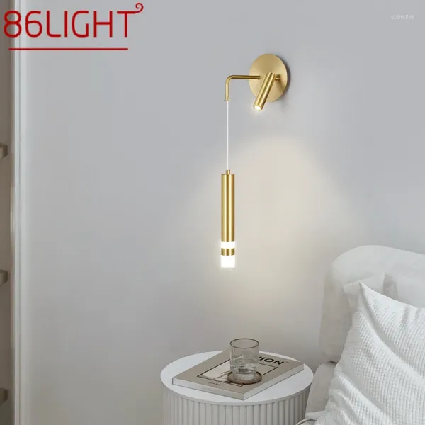 Lámparas de pared 86 Luces de luz de cobre contemporáneos LED simplemente Lámpara de aplastamiento de latón simplemente para sala de estar en casa Sala de estar