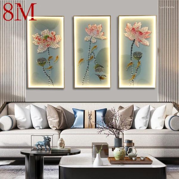 Lampes murales 8M Appliques Lumière Trois Pièces Costume Lotus Figure LED Contemporain Créatif Pour La Maison