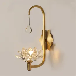 Lampes murales tout cuivre cristal Lotus luxe chambre salon décor entrée couloir El moderne goutte d'eau lumières