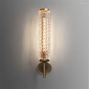 Wandlampen Alle koperen licht Luxe kristalglas Slaapkamer Woonkamer Trap Gangpad Designer El Sconces Lights