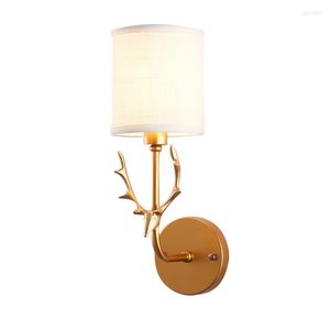 Muurlampen Amerikaans land E14 Antler Style Lamp retro stoffen lampenkap licht voor restaurantbar magazijn el bed café