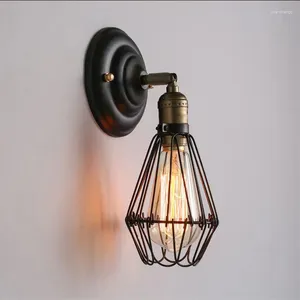 Lámparas de pared Jaula de hierro americana a prueba de explosiones Oro Negro Retro Loft Luminaria Decoración para el hogar Sala de estar Sconce Iluminación Fixtur