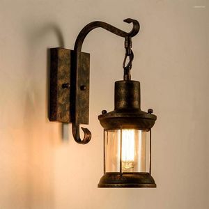 Wandlampen American Vintage Light Industrial Lighting Retro metalen lamp Indoor Huis Restaurant Lichten Begiftige glazen schaduw Cover