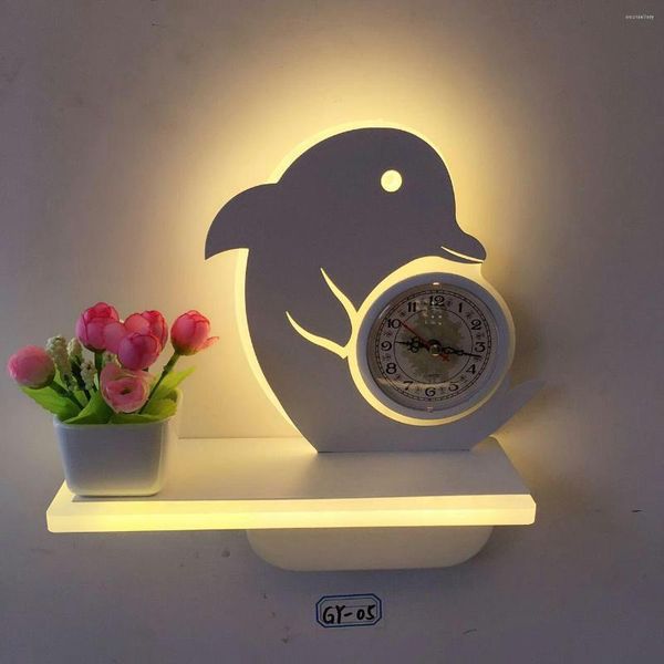 Lampes murales Animal Horloge LED Lampe Moderne Simple Chambre Bedlight Creative Salon Étude Couloir Dans La Chambre Maison El Lumière