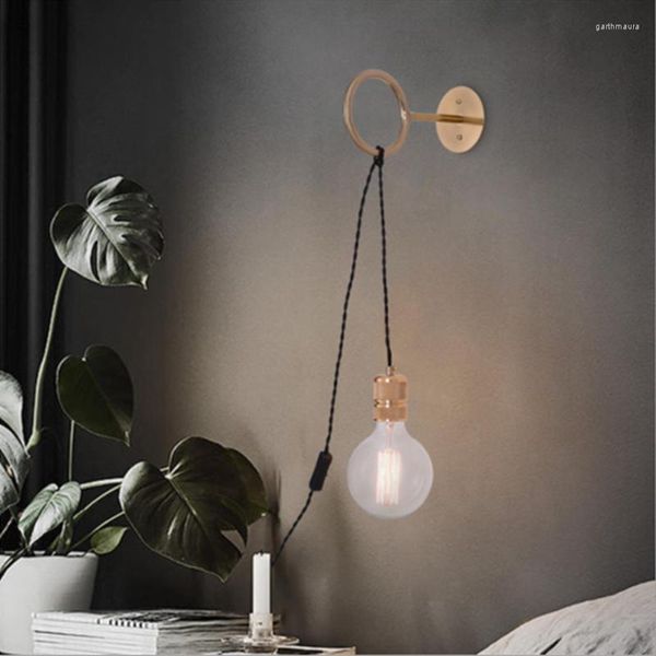 Lampes murales Antique Lampe Loft Décor Vintage Boucle Minimaliste Lumière Avec Socket EU Plug Switch Industriel E27