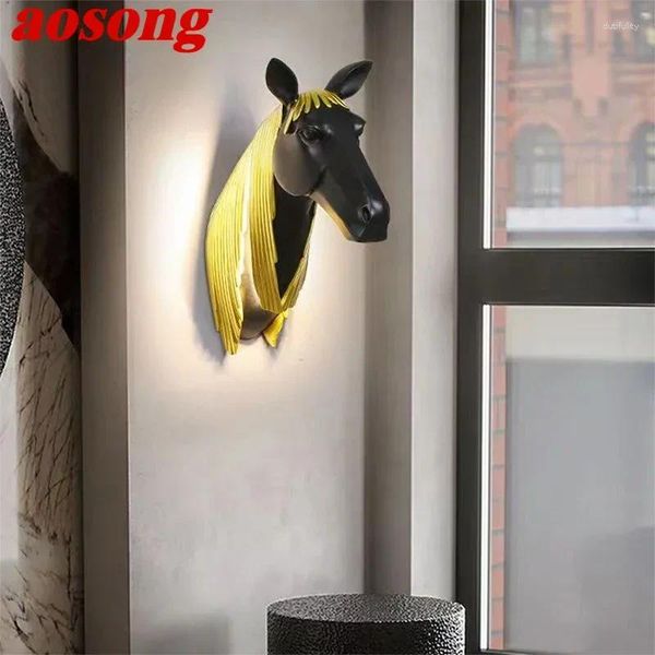 Lampes murales Aosong Lampe à cheval contemporaine personnalisée et créative salon couloir couloir de décoration de décoration