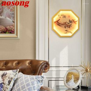 Lámparas de pared AOSONG, lámpara de imagen para interiores, candelabro de flores y pájaros creativos modernos LED, luces para el hogar, sala de estar, dormitorio, cabecera