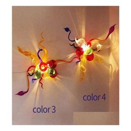 Appliques murales Art Déco Couloir Applique pour la décoration de la maison Lampe MTI colorée 30 cm de large et 40 cm de haut luminaire moderne Murano fleur goutte Del Dhcgk