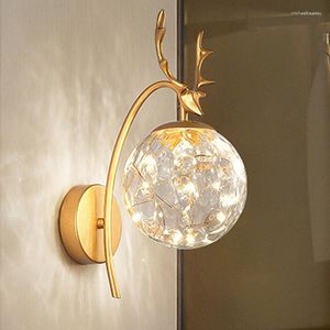 Appliques ART DECO Lampe Boule De Verre Fer Doré Europe Intérieur 5w LED Luminaire Moderne Salon Salle À Manger Fond Chambre Porche