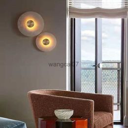 Lámparas de pared Art Deco Round LED Pared Donce Natural Marble Brasle Aisle Corredor Luces de pared Atmósfera Decoración Lámpara Drop envío HKD230814