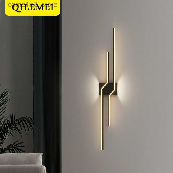 Lâmpadas de parede arte longo ouro preto branco novo moderno led luzes parede sala estar jantar quarto cabeceira varanda corredor lâmpadas iluminação interior q231127