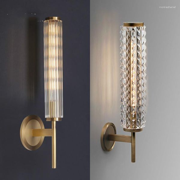 Lámparas de pared Bar salón retro luz de latón lámpara de cobre vintage de lujo espejo de baño de vidrio de vidrio 220-240V