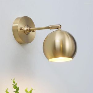 Lampes murales chambre lampe de chevet nordique cuivre LED laiton lumière salon cuisine salle de bain allée AC90-260V E27