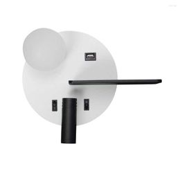 Lampes murales Lampe de chevet Interface USB murale Élégante Lampe de lecture d'étude El avec plaque de maintien Noir Droit Type 2