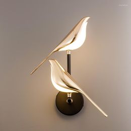 Muurlampen biewalk Noordse luxe gouden vogelvormige ekster creatieve lamp