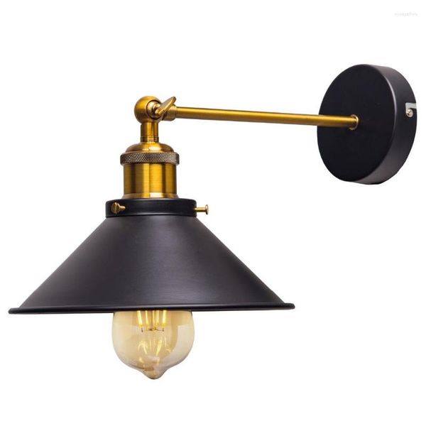 Lampes murales Couleur noire Loft Industriel Vintage Lampe de chevet Abat-jour en métal E27 Edison Ampoules 110V / 220V