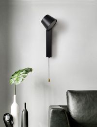 Wandlampen Zwart Wit ijzeren lamp met trekschakelaar Modern minimalistisch bedlicht Licht Noordse LED -lezing binnen